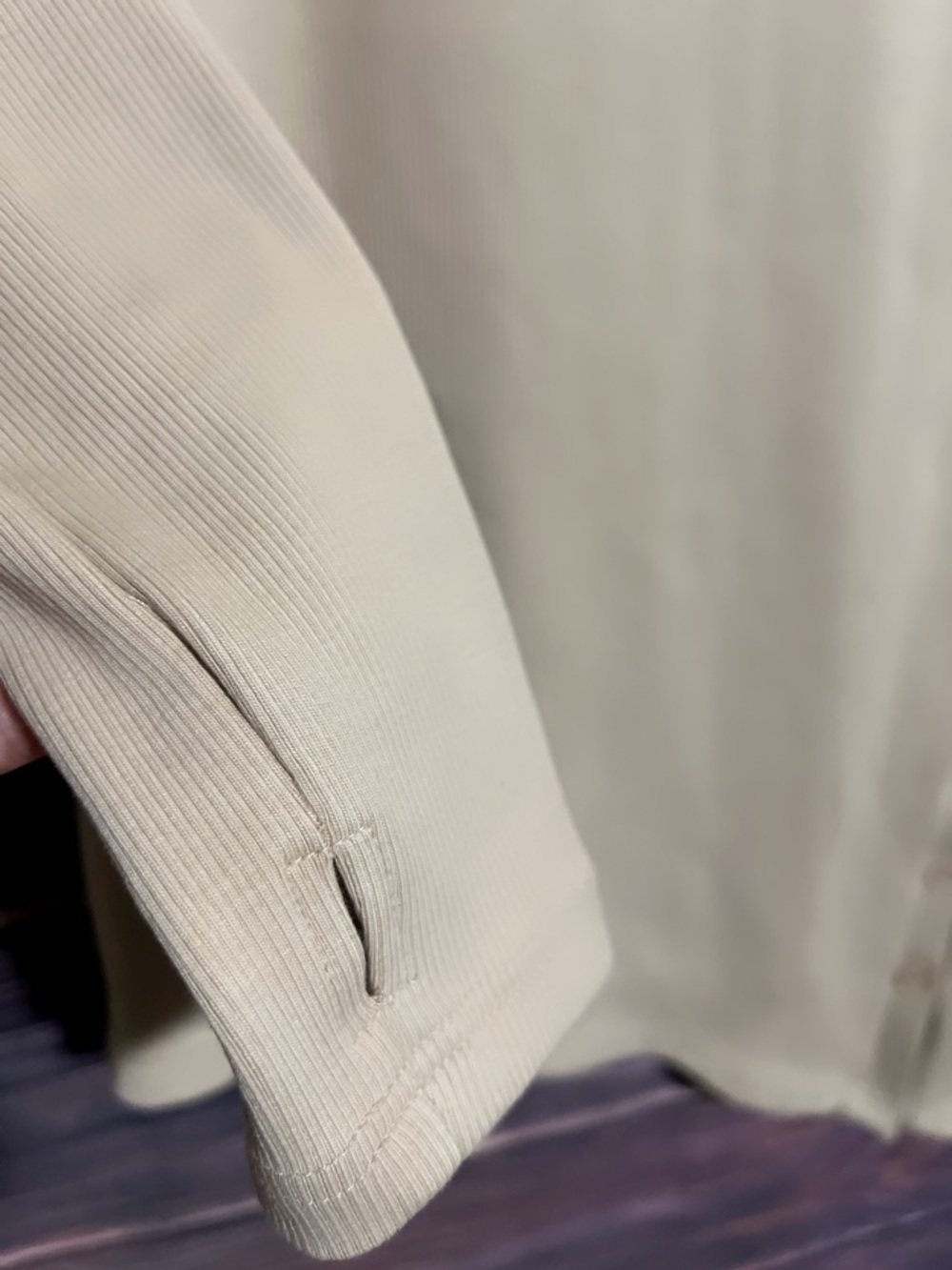 Asymmetrical Beige Long-Sleeve Knit Dress with Side Button Detail - Picture 14 of 16